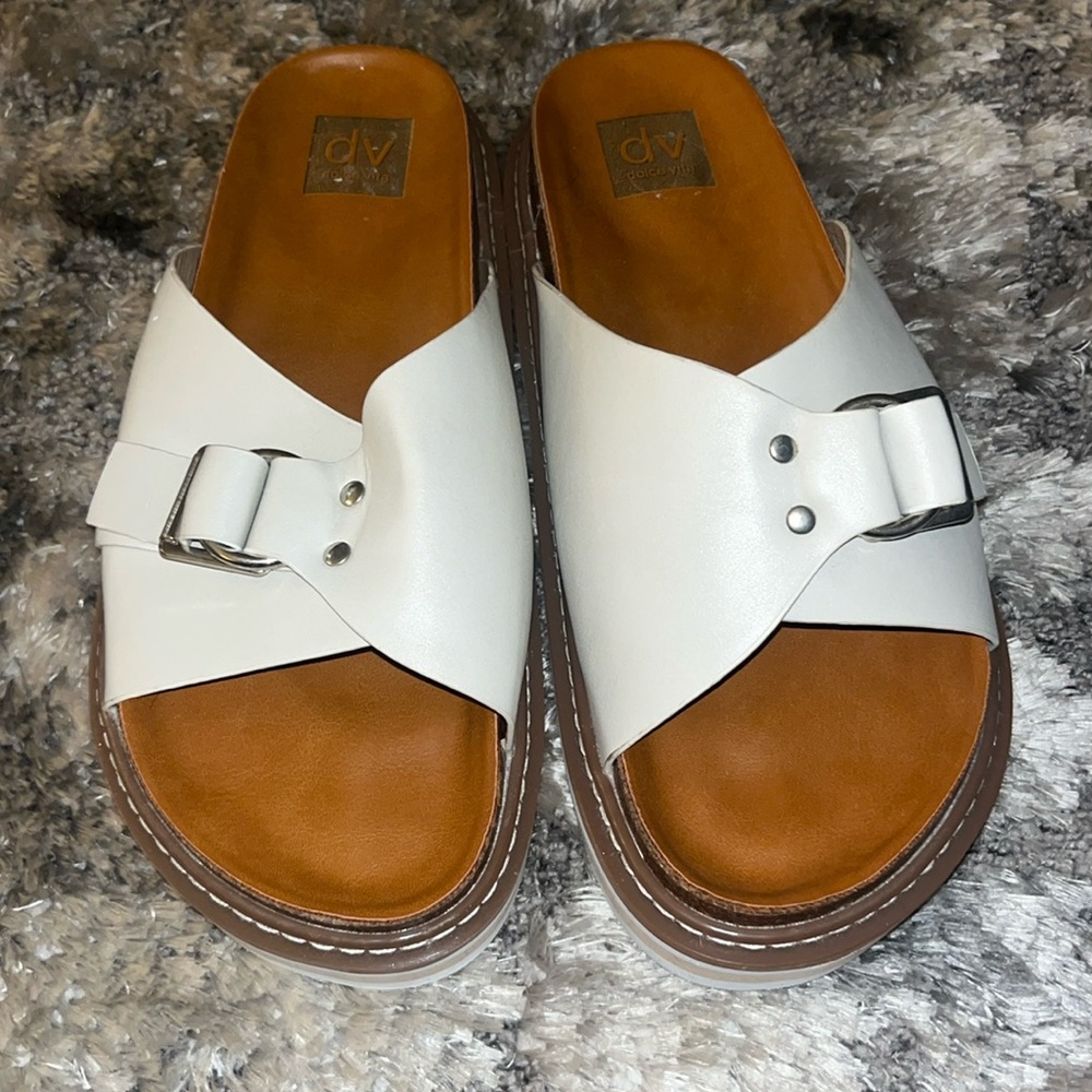 White Slide Sandals